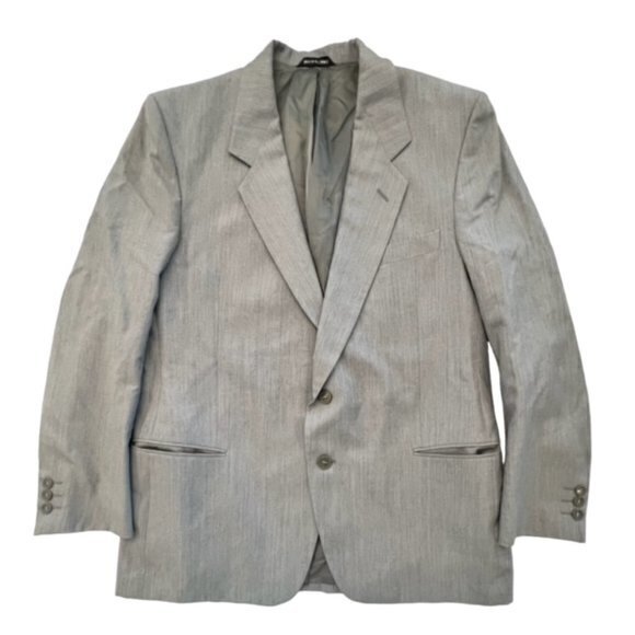 ABRIANI 42 Grey‎ Sport Coat Blazer Jacket 2 Buttons PURE NEW WOOL Made in Italy - Picture 1 of 13